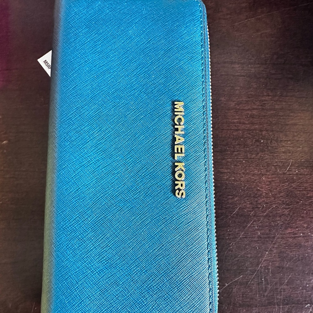 Michael Kors blue wallet, continental wallet